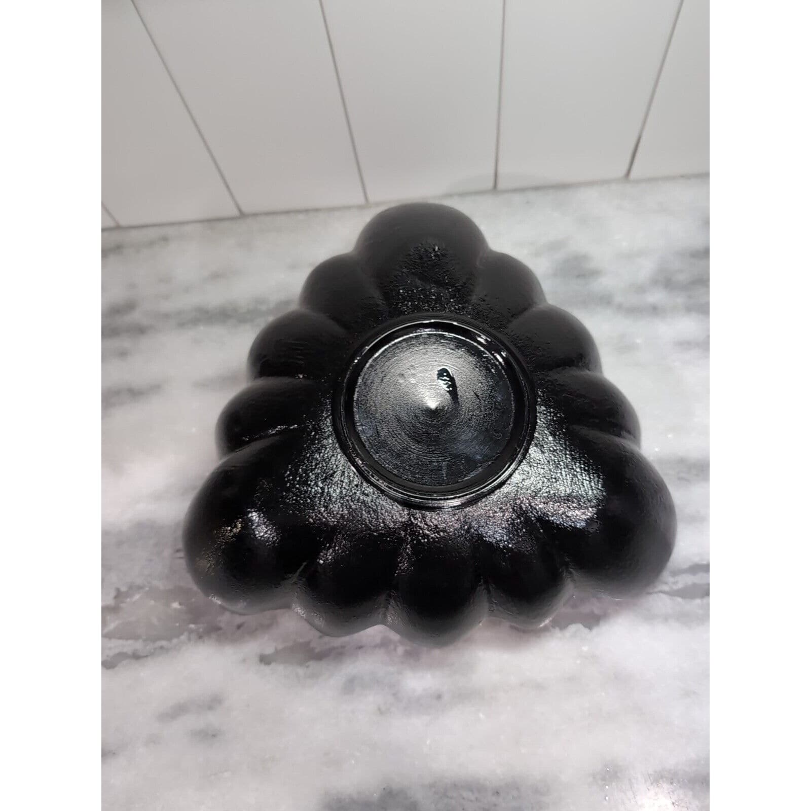 Tiara Glass Black Centerpiece, Vintage Triangle Bowl, Textured Petal Design Bowl - Thumbnail 6