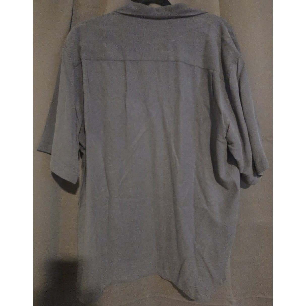 Island Republic Silk Bamboo Embroidered Camp Shirt, Blue Gray, Men's Large - Thumbnail 4