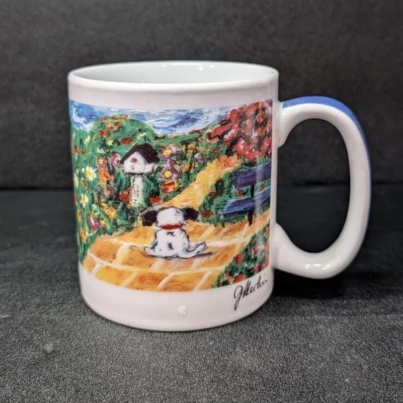 Mor Mor's Art "Just Waiting" Dog Mug, Eddie Bauer Ceramic Cup, Drinkware - Thumbnail 2