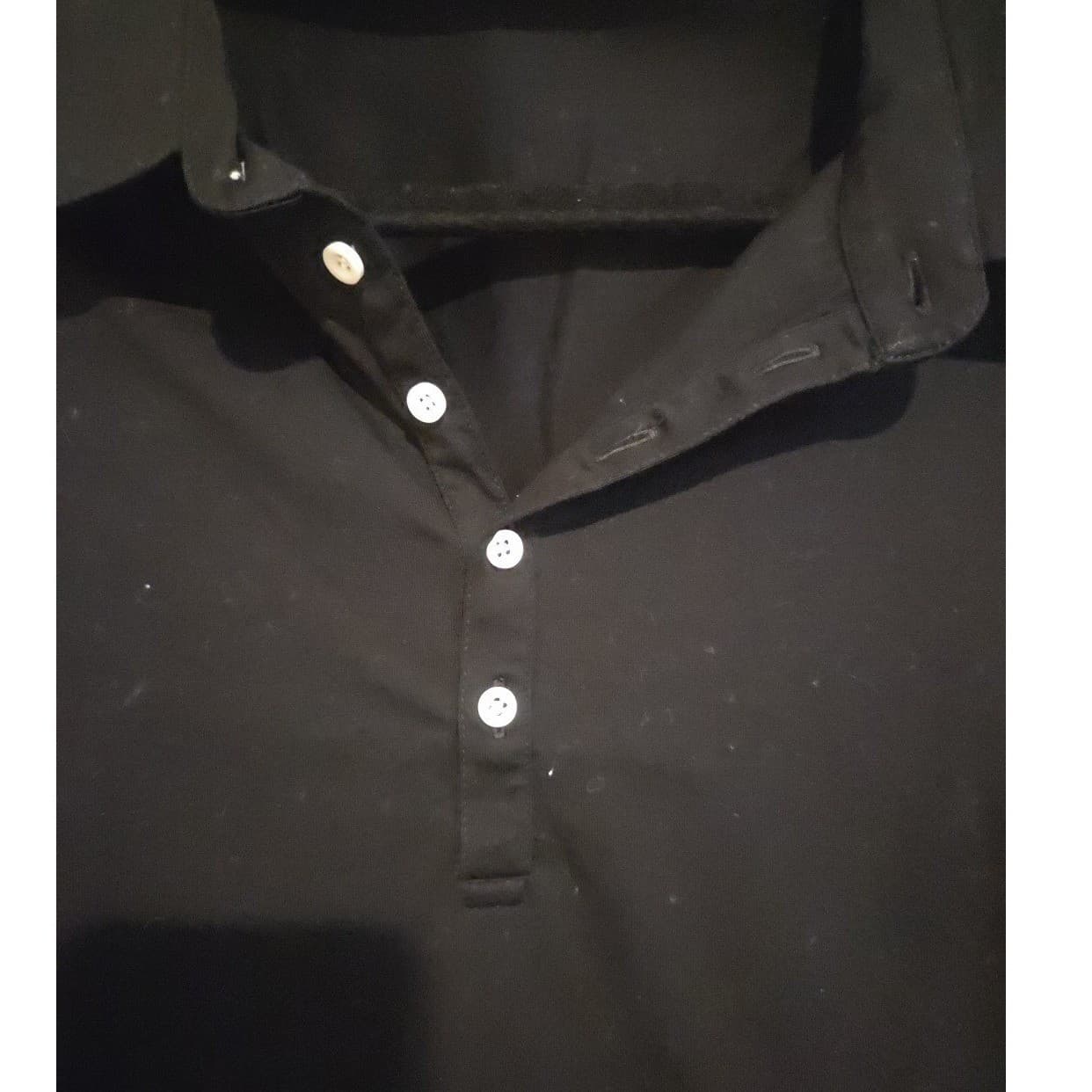 Perona Black Short Sleeve 100% Cotton Polo, 4-Button Placket Shirt, Men's XXL - Thumbnail 6
