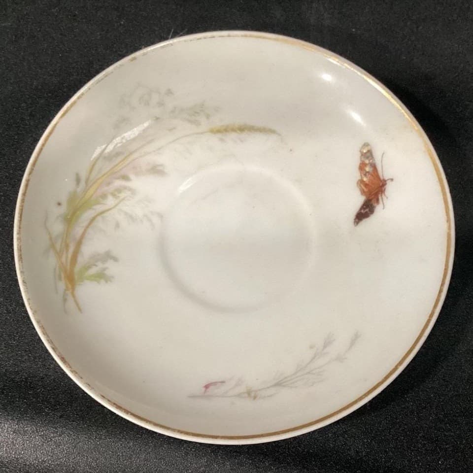 Haviland Limoges Meadow Visitors Teacup & Saucer, Two Piece Set Butterfly Design - Thumbnail 8
