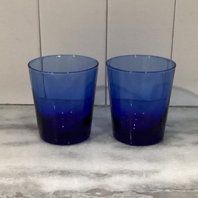 Anchor Hocking Cobalt Blue Juice Glasses, Set of 2, Vintage Glass Drinkware - Thumbnail 2