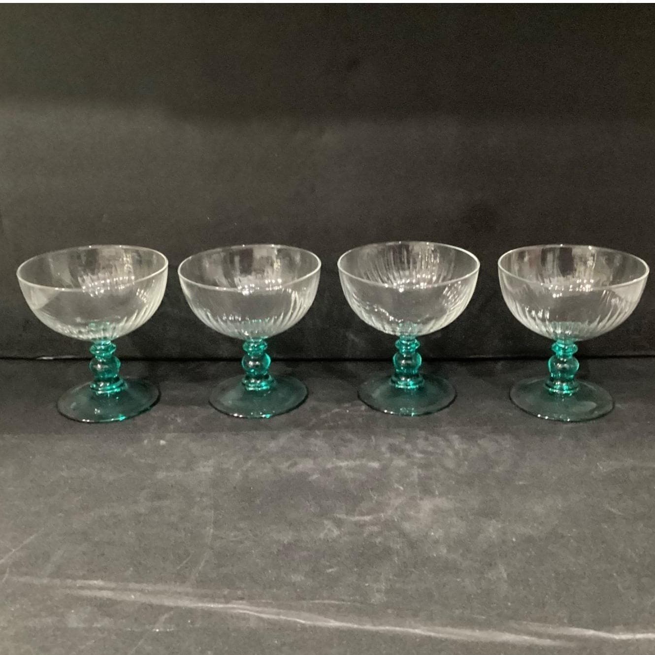 Cristal D'Arques Country Manor Champagne Coupes, Set of 4, Turquoise Stemware - Thumbnail 11