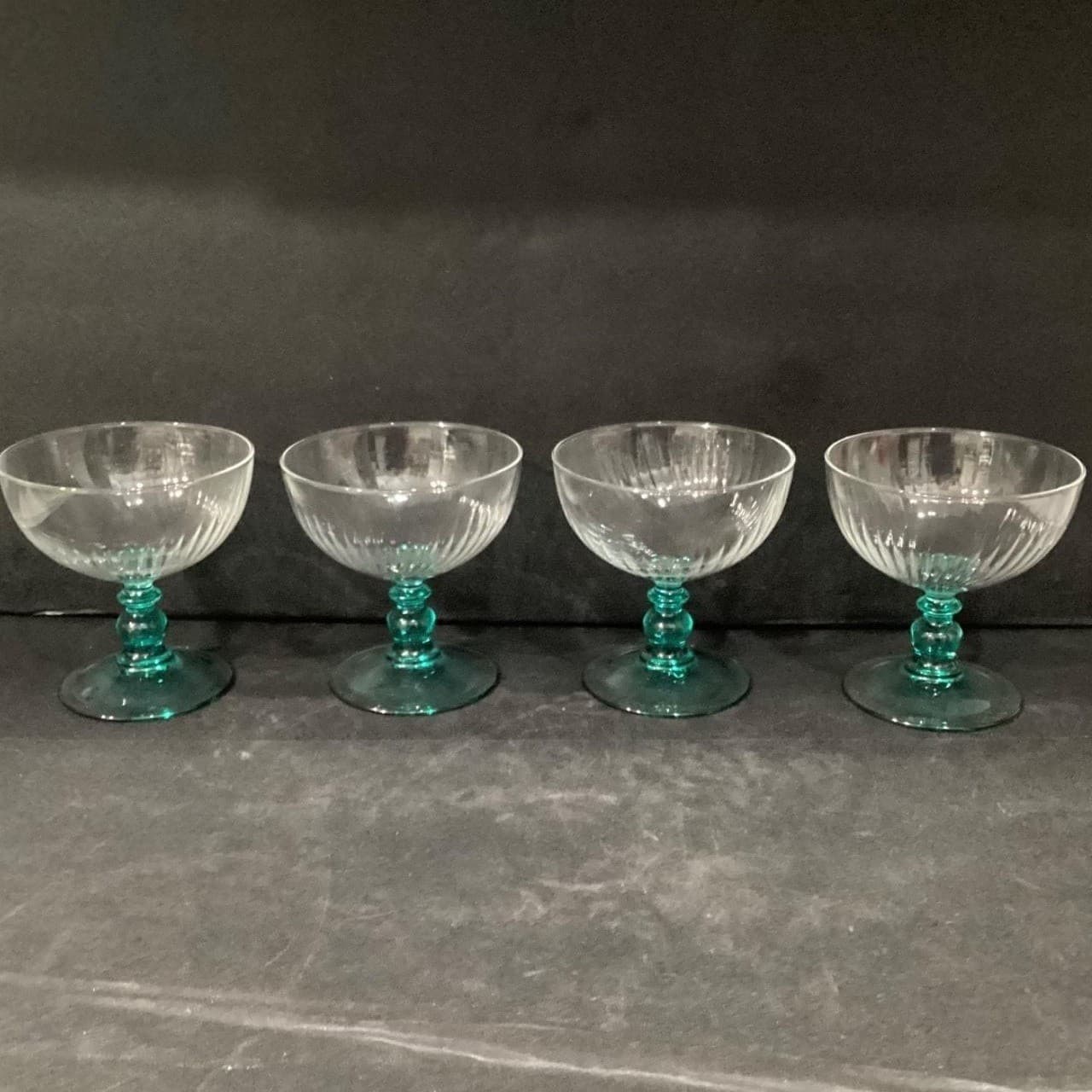 Cristal D'Arques Country Manor Champagne Coupes, Set of 4, Turquoise Stemware - Thumbnail 10