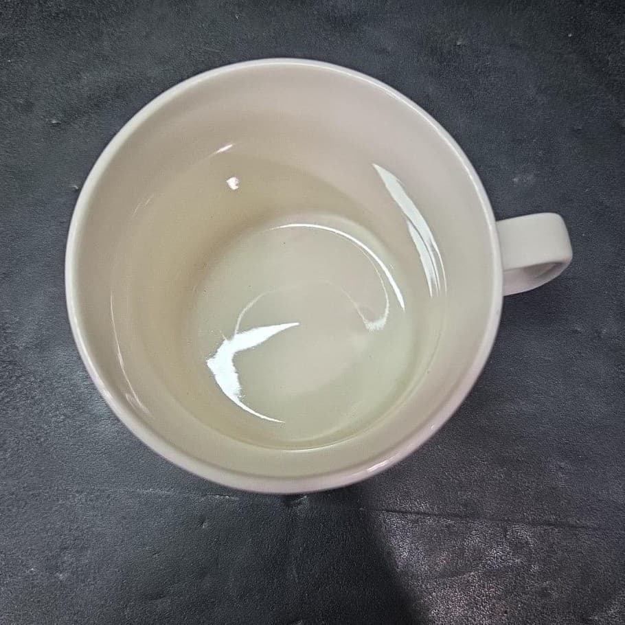Striped Vintage Stoneware Coffee Cup, Heavy White 8oz Mug, Replacement Drinkware - Thumbnail 7
