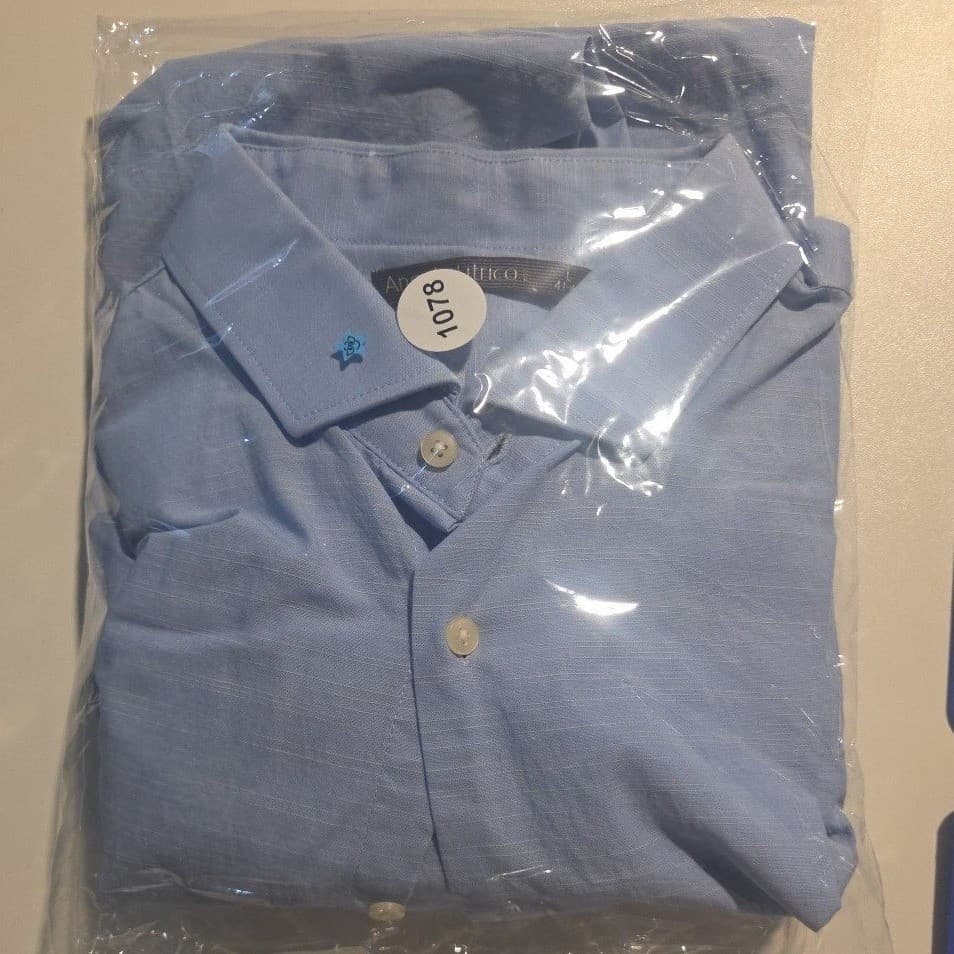Angelo Litrico Light Blue Slub Texture Long Sleeve Button Down Men's Large 41-42 - Thumbnail 8