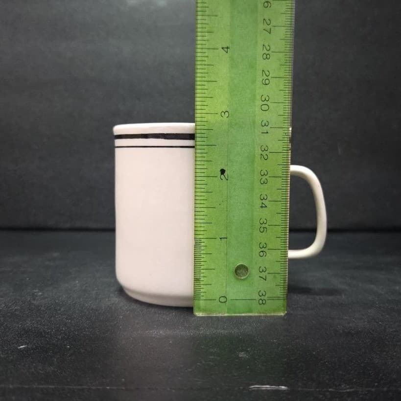 Striped Vintage Stoneware Coffee Cup, Heavy White 8oz Mug, Replacement Drinkware - Thumbnail 9