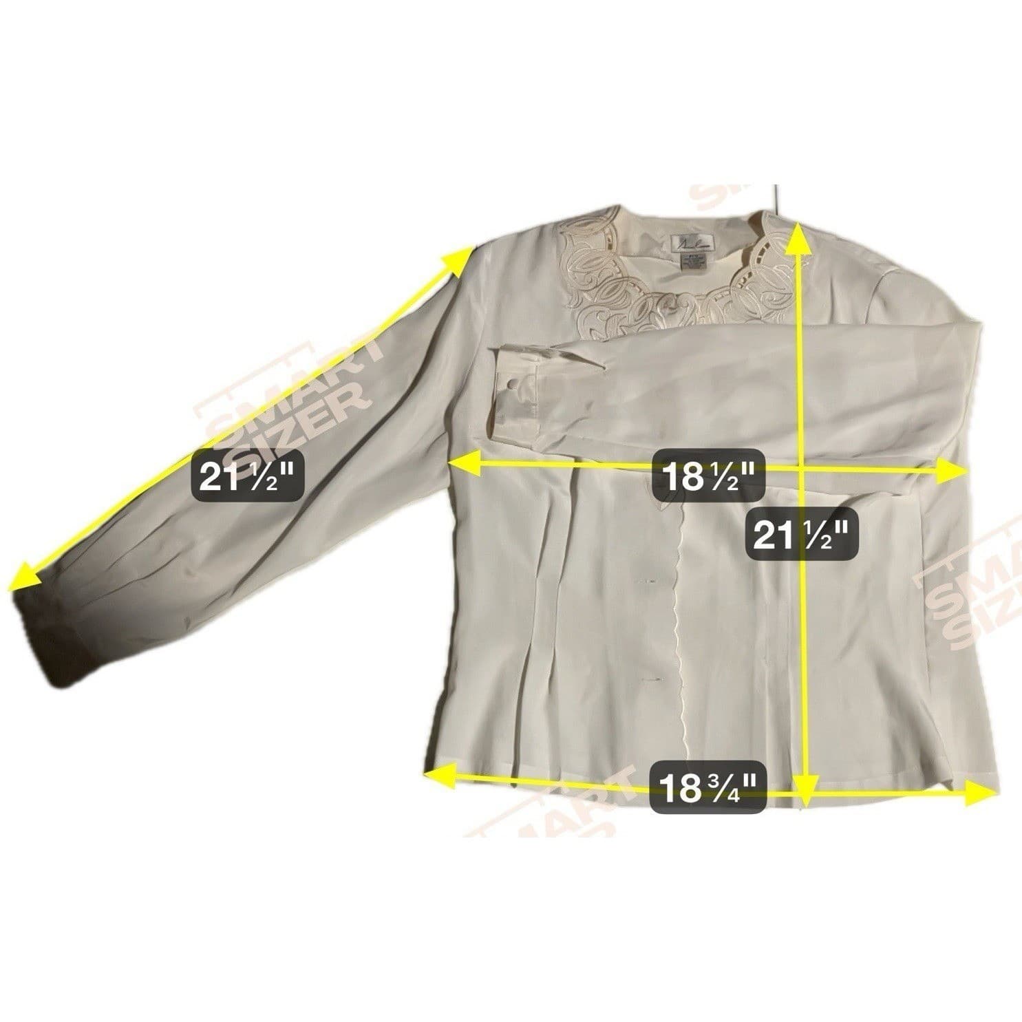 Anne Carson White Embroidered Cutout Scalloped Button Down Blouse, Women's PS - Thumbnail 5
