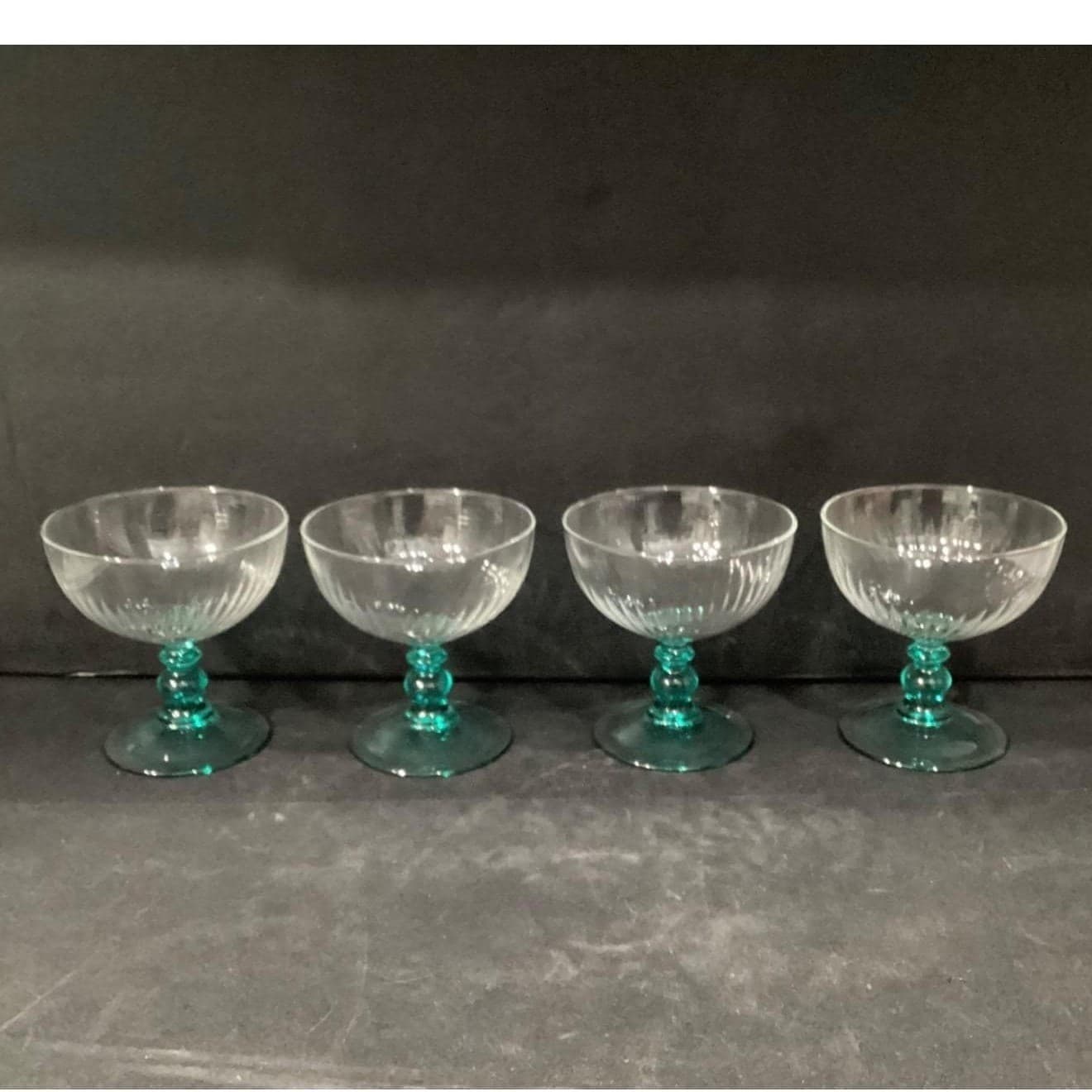 Cristal D'Arques Country Manor Champagne Coupes, Set of 4, Turquoise Stemware - Thumbnail 8