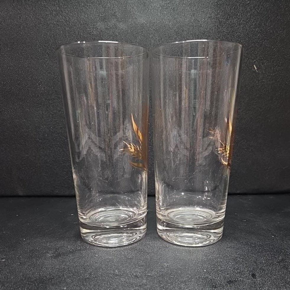 Golden Wheat Highball Tumblers, Set of 2, Mid-Century Modern Glasses, Drinkware - Thumbnail 5