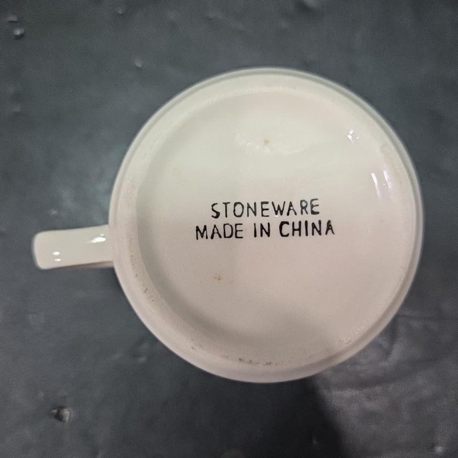 Striped Vintage Stoneware Coffee Cup, Heavy White 8oz Mug, Replacement Drinkware - Thumbnail 8