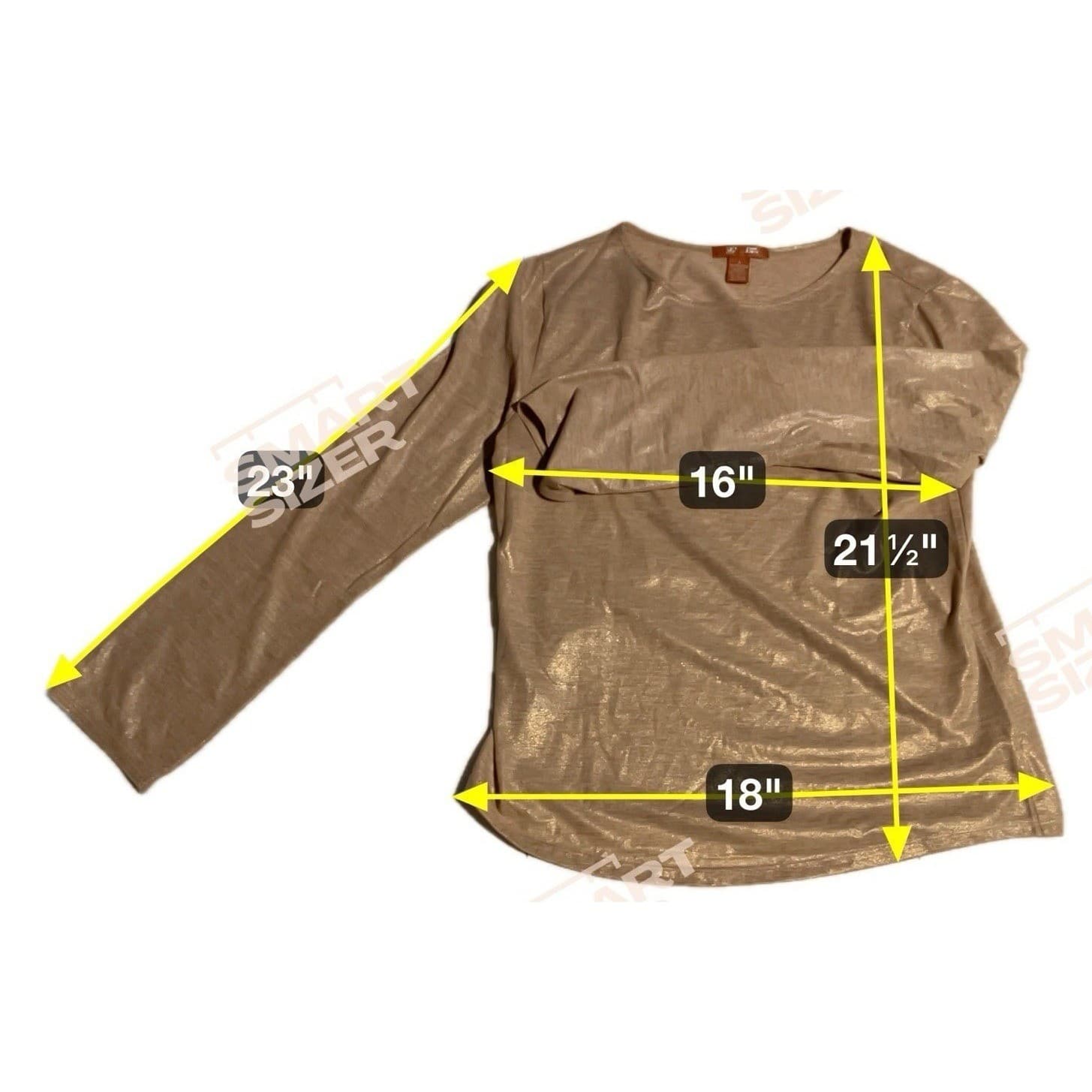BB Dakota Gold Metallic Shimmer Long Sleeve Crew Neck, Woman's Small Top - Thumbnail 2