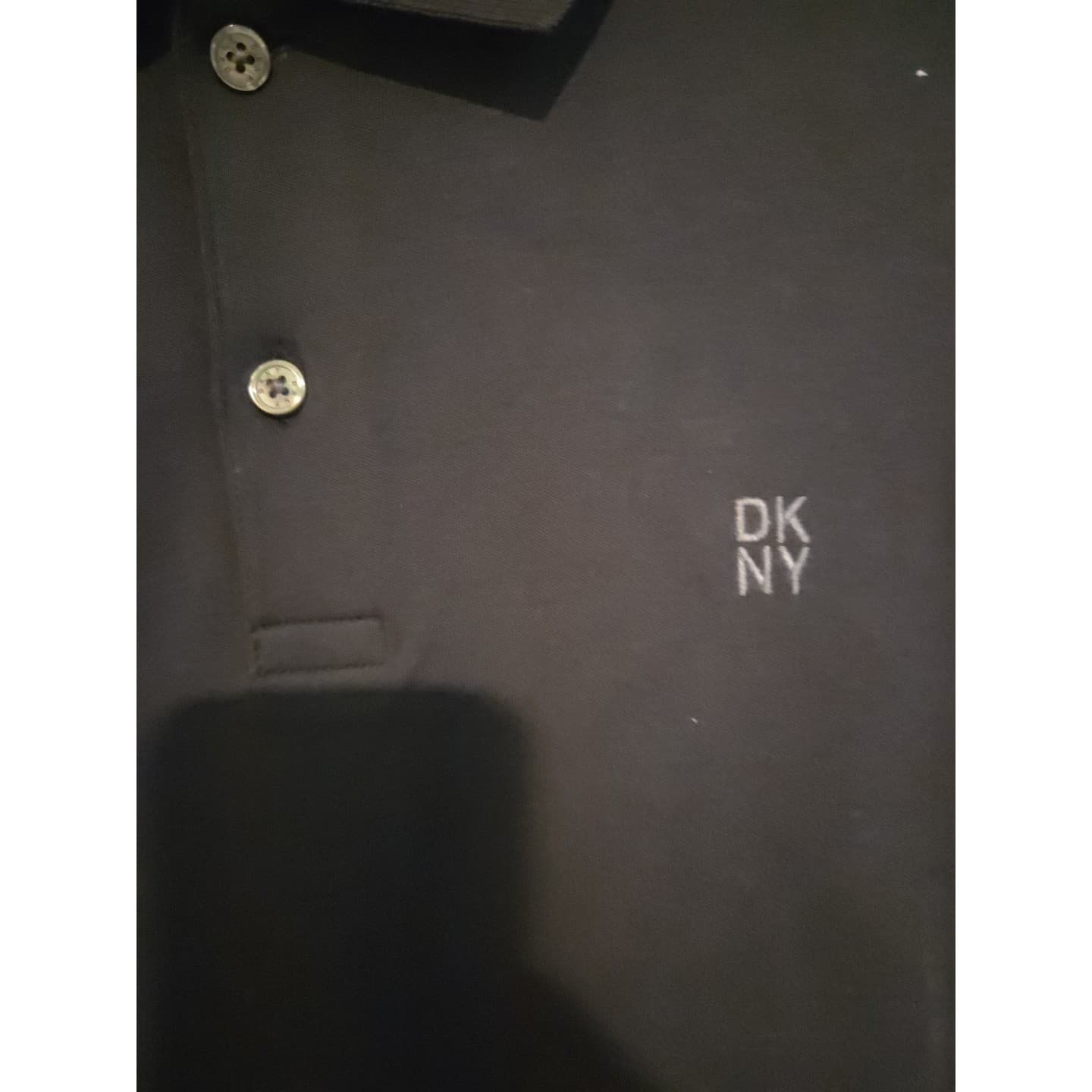 DKNY Black Short Sleeve Polo, 100% Cotton Slim Fit Logo Shirt, Men's Large - Thumbnail 6