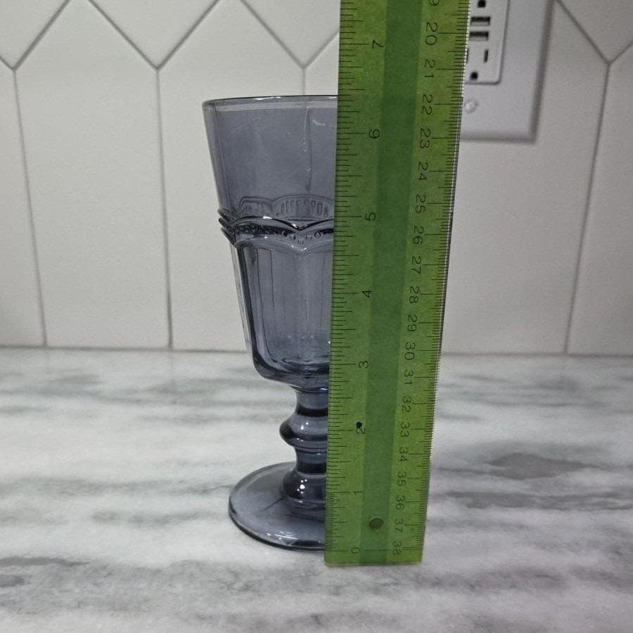 H&H Lifestyle Ice Tea Glass, Replacement Dusky Blue Goblet, Scalloped Beading - Thumbnail 9