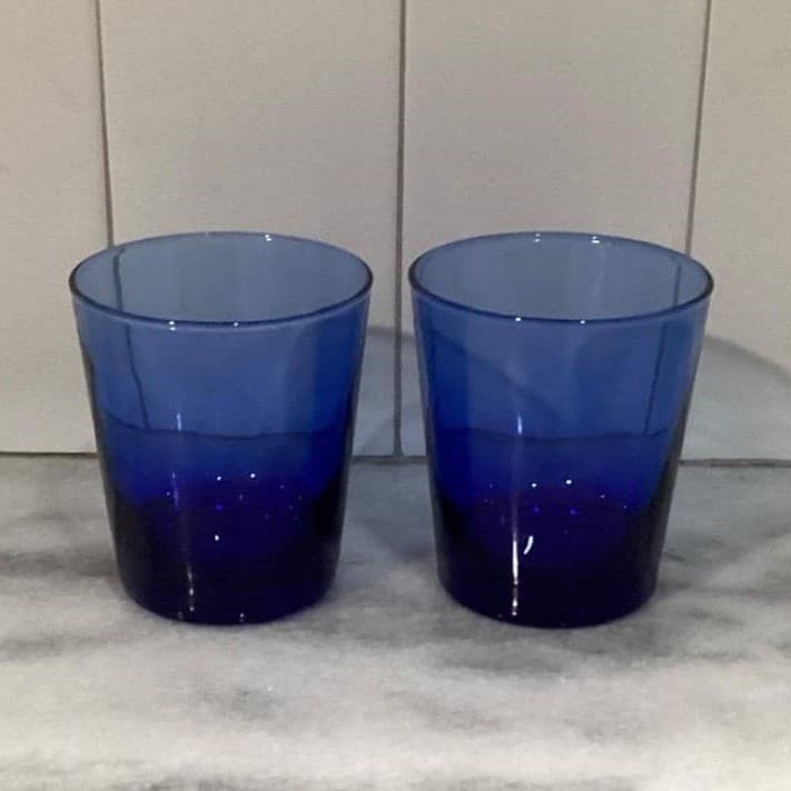 Anchor Hocking Cobalt Blue Juice Glasses, Set of 2, Vintage Glass Drinkware - Thumbnail 10