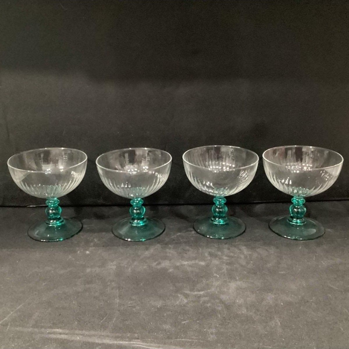 Cristal D'Arques Country Manor Champagne Coupes, Set of 4, Turquoise Stemware - Thumbnail 2