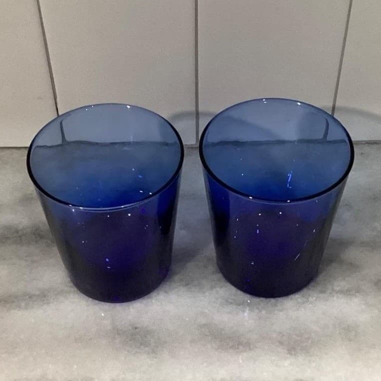 Anchor Hocking Cobalt Blue Juice Glasses, Set of 2, Vintage Glass Drinkware - Thumbnail 3
