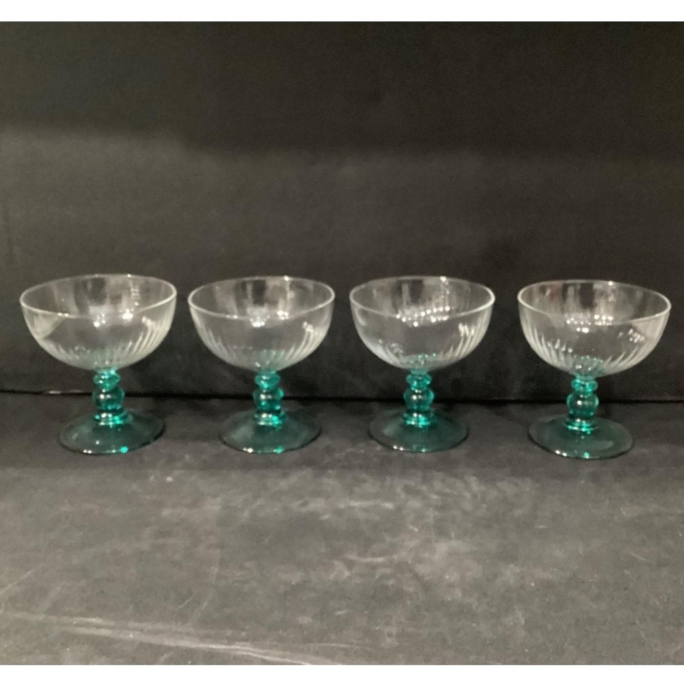 Cristal D'Arques Country Manor Champagne Coupes, Set of 4, Turquoise Stemware - Thumbnail 9