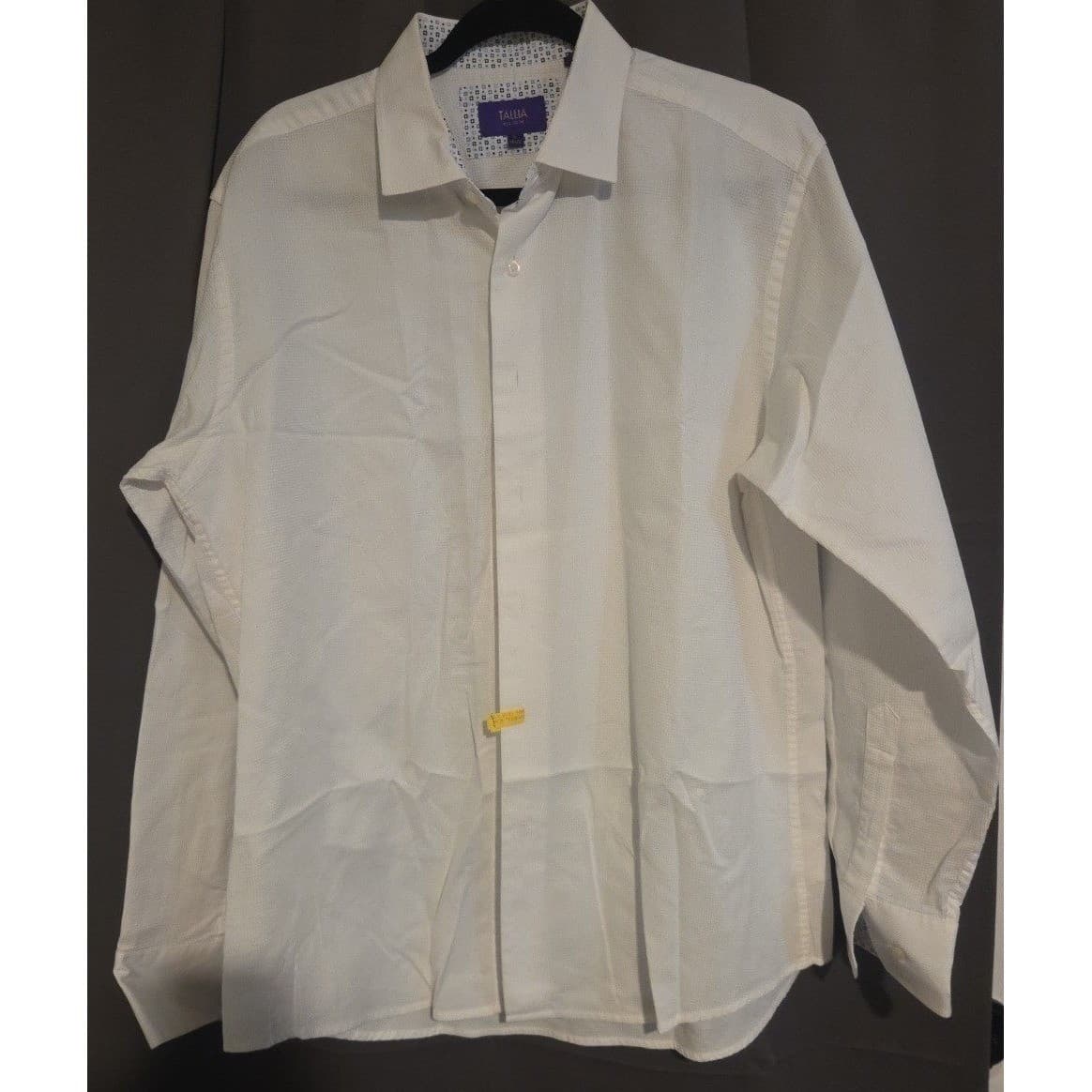 Tallia Orange White Textured Waffle Button Down Dress Shirt, Men's L 16.5 34/35 - Thumbnail 3