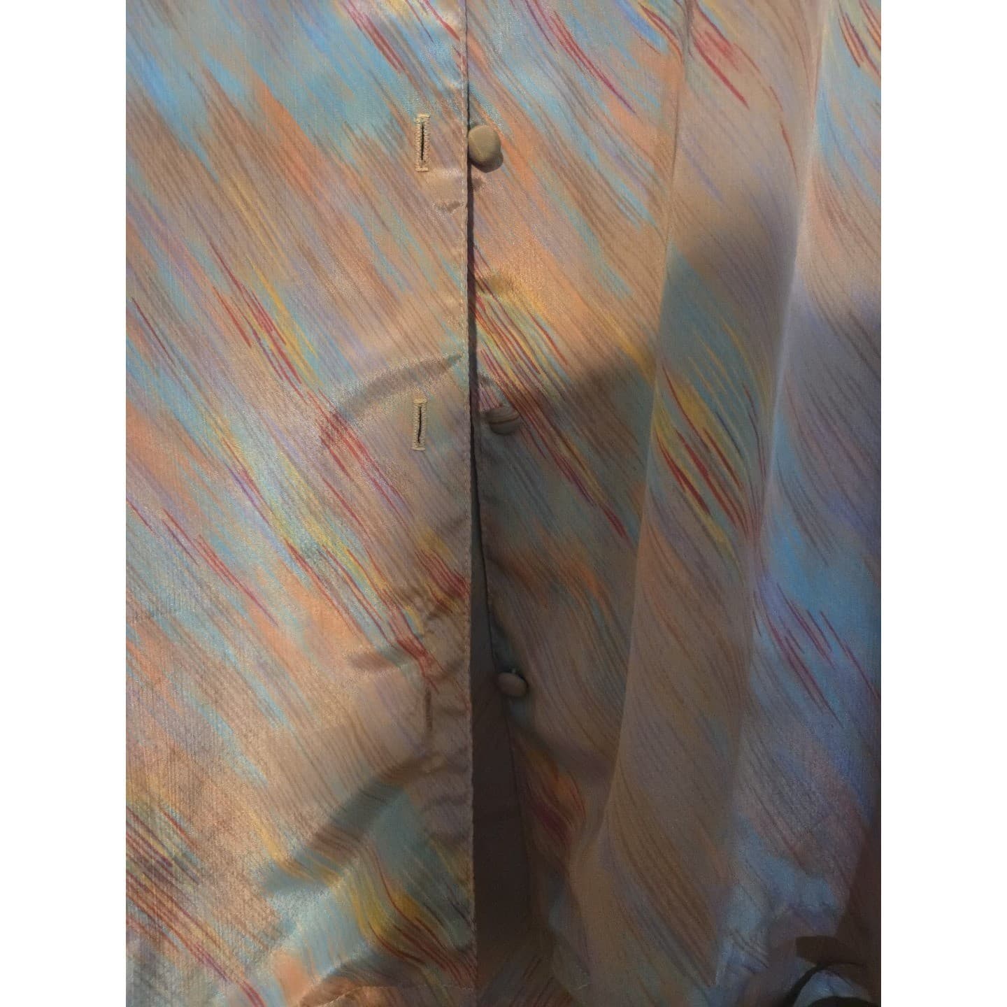 Helen Fabrikant Vintage Abstract Brushstroke Blouse, Multi Color Button Front - Thumbnail 7
