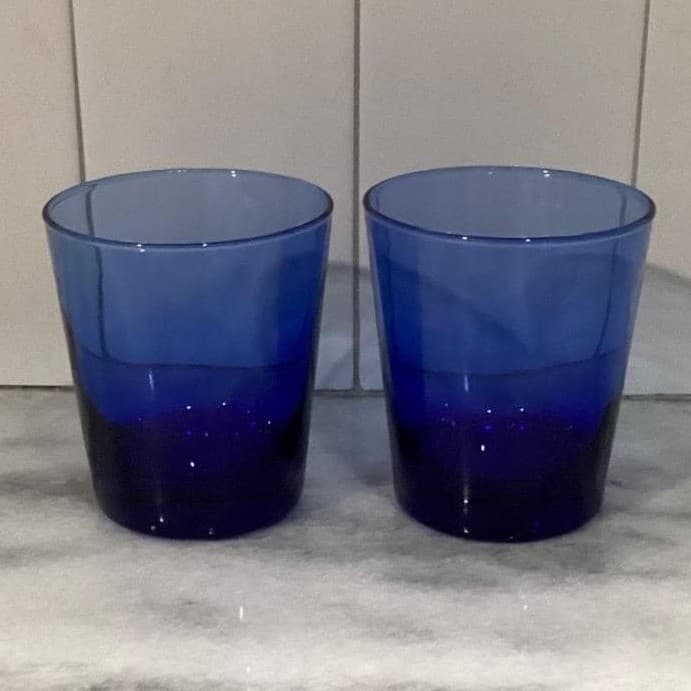 Anchor Hocking Cobalt Blue Juice Glasses, Set of 2, Vintage Glass Drinkware - Thumbnail 8