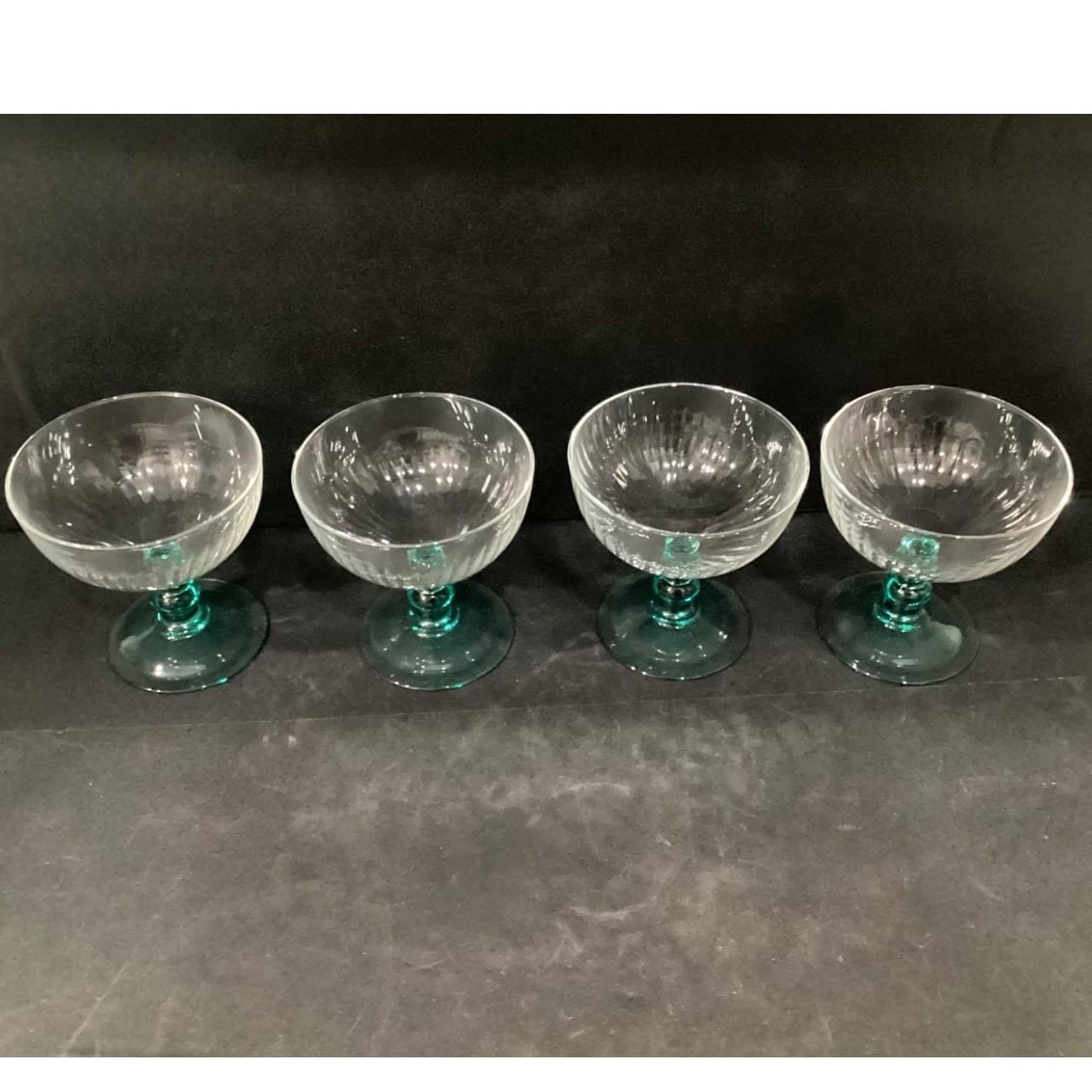 Cristal D'Arques Country Manor Champagne Coupes, Set of 4, Turquoise Stemware - Thumbnail 3