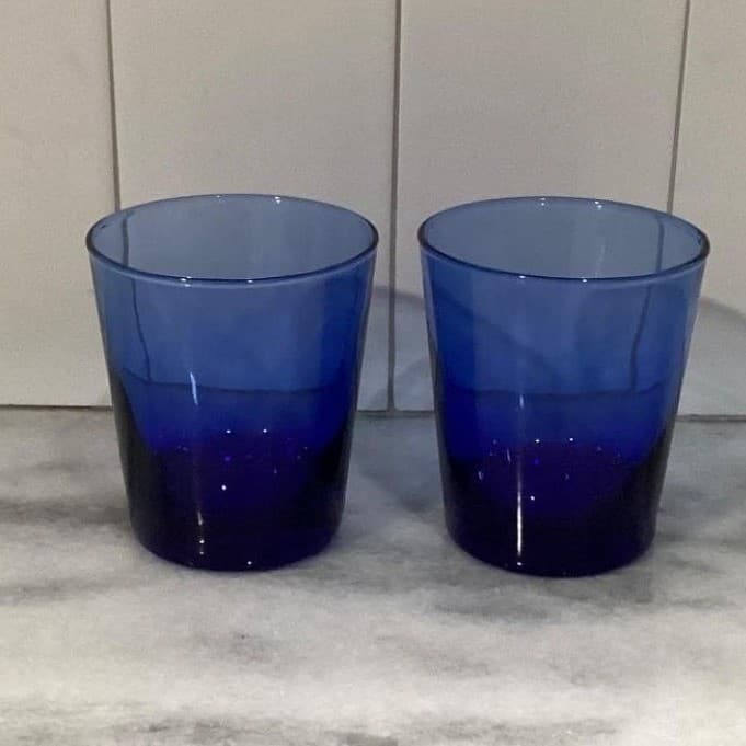 Anchor Hocking Cobalt Blue Juice Glasses, Set of 2, Vintage Glass Drinkware - Thumbnail 9
