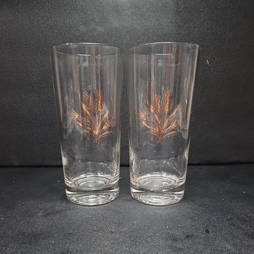 Golden Wheat Highball Tumblers, Set of 2, Mid-Century Modern Glasses, Drinkware - Thumbnail 4