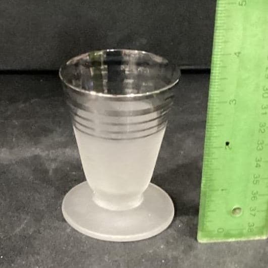 Platinum Banded Frosted Cocktail Glasses, Set of 4, Mid-Century Modern Cups - Thumbnail 7