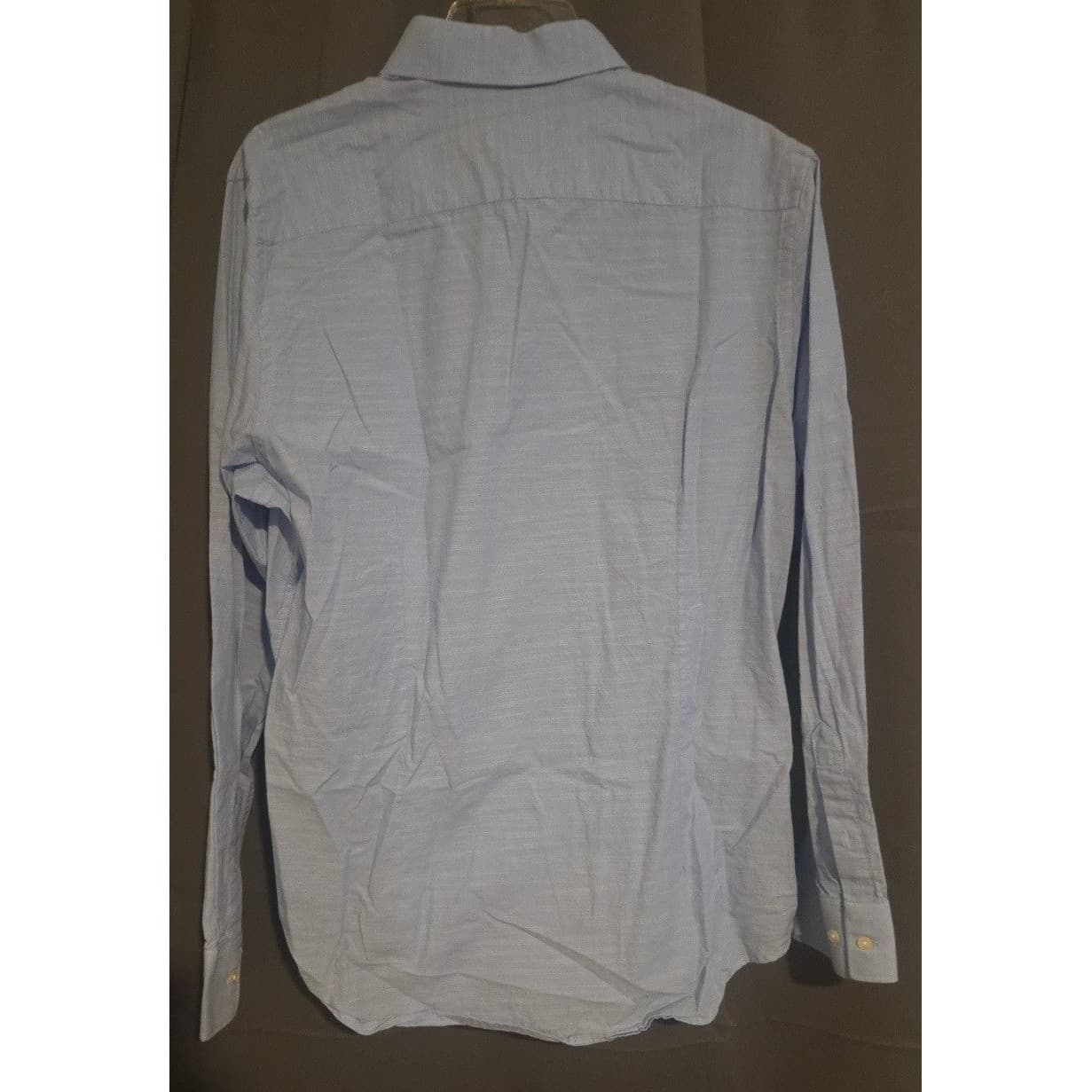 Angelo Litrico Light Blue Slub Texture Long Sleeve Button Down Men's Large 41-42 - Thumbnail 4