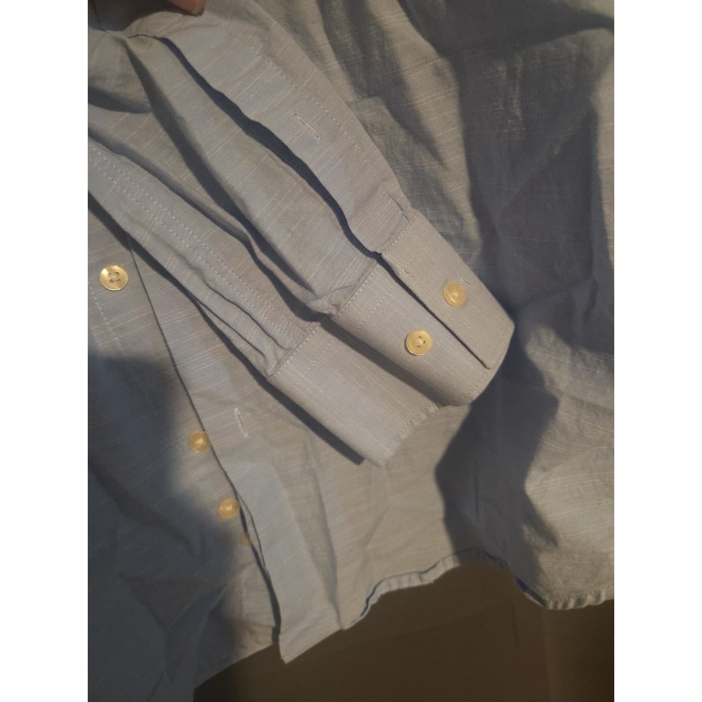 Angelo Litrico Light Blue Slub Texture Long Sleeve Button Down Men's Large 41-42 - Thumbnail 7