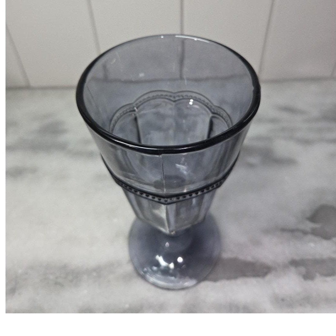 H&H Lifestyle Ice Tea Glass, Replacement Dusky Blue Goblet, Scalloped Beading - Thumbnail 6