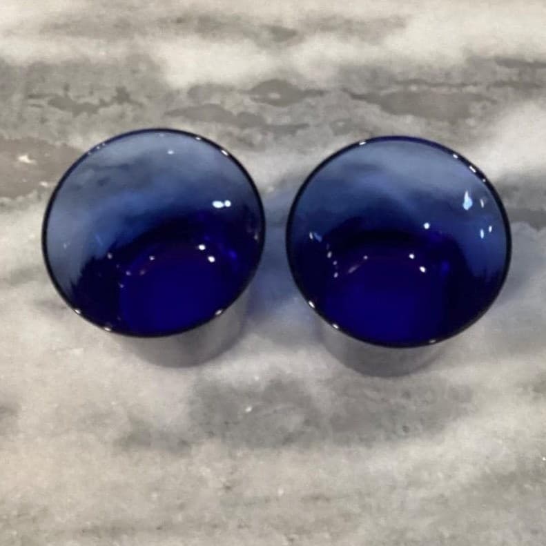 Anchor Hocking Cobalt Blue Juice Glasses, Set of 2, Vintage Glass Drinkware - Thumbnail 4
