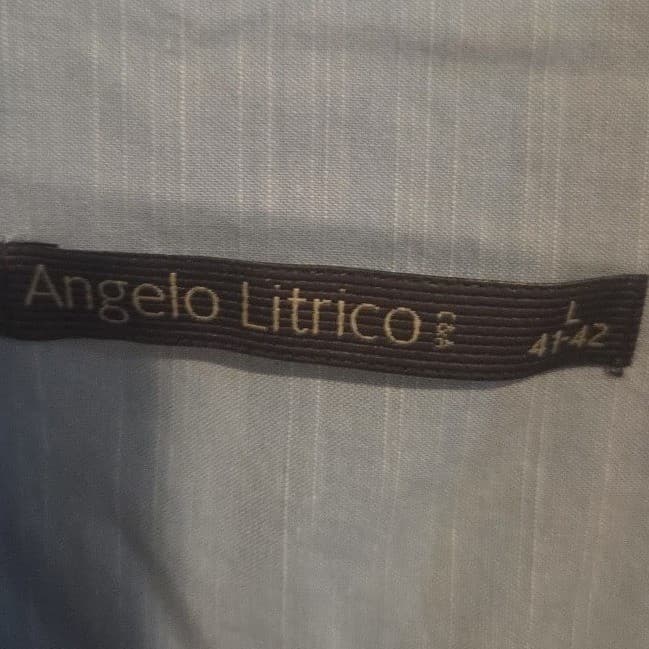 Angelo Litrico Light Blue Slub Texture Long Sleeve Button Down Men's Large 41-42 - Thumbnail 5