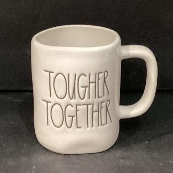 Rae Dunn "Tougher Together" Coffee Cup, Magenta Artisan Collection Ceramic Mug - Thumbnail 2