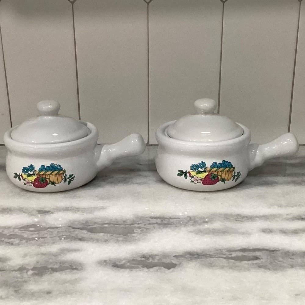 Home Concepts Provincial Soup Bowls, Set of 2, Vtg Lidded Individual Casseroles - Thumbnail 2