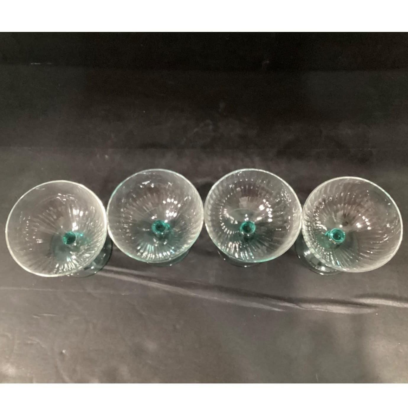 Cristal D'Arques Country Manor Champagne Coupes, Set of 4, Turquoise Stemware - Thumbnail 4