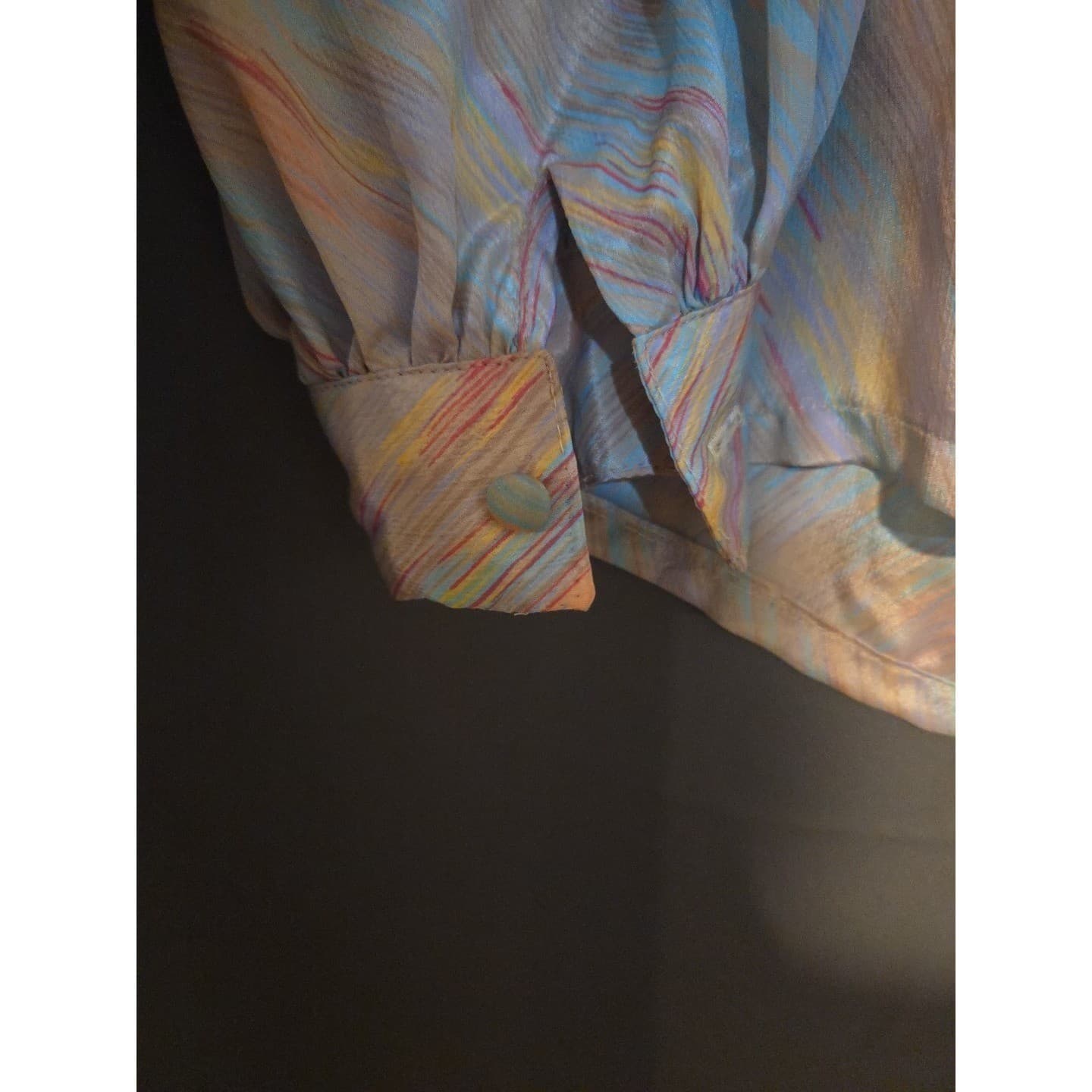 Helen Fabrikant Vintage Abstract Brushstroke Blouse, Multi Color Button Front - Thumbnail 8