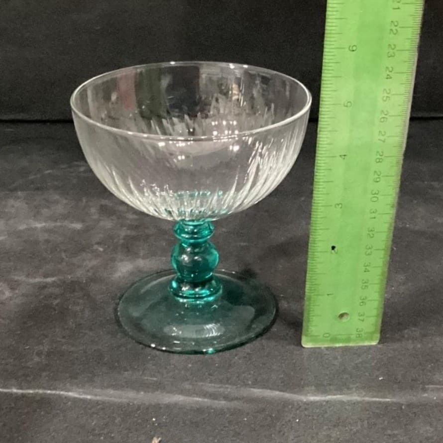 Cristal D'Arques Country Manor Champagne Coupes, Set of 4, Turquoise Stemware - Thumbnail 6