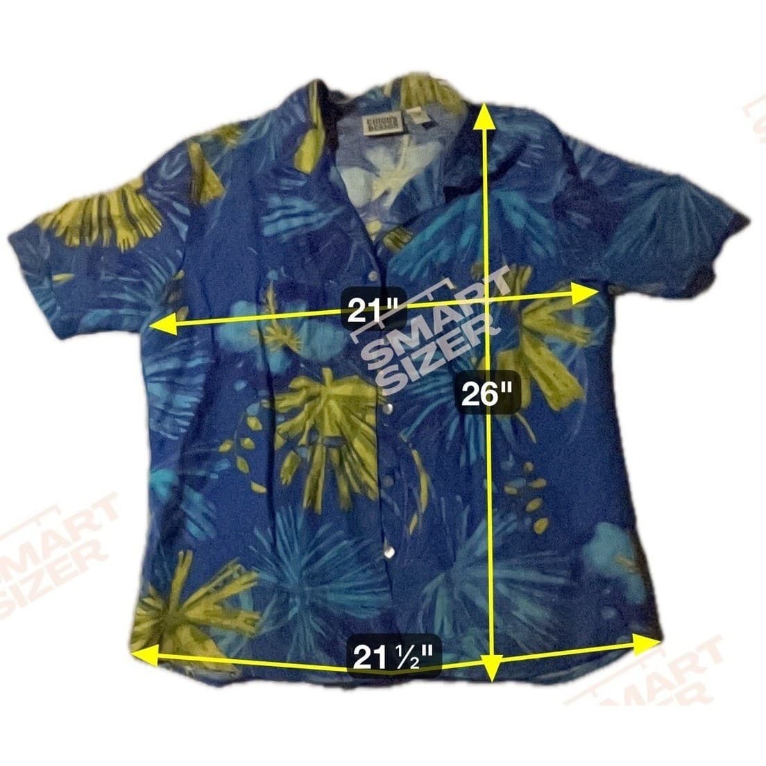 Chicos Design Blue Tropical Floral Linen Short Sleeve Camp Shirt, Women's Size 1 - Thumbnail 2