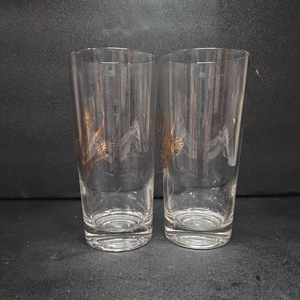 Golden Wheat Highball Tumblers, Set of 2, Mid-Century Modern Glasses, Drinkware - Thumbnail 3