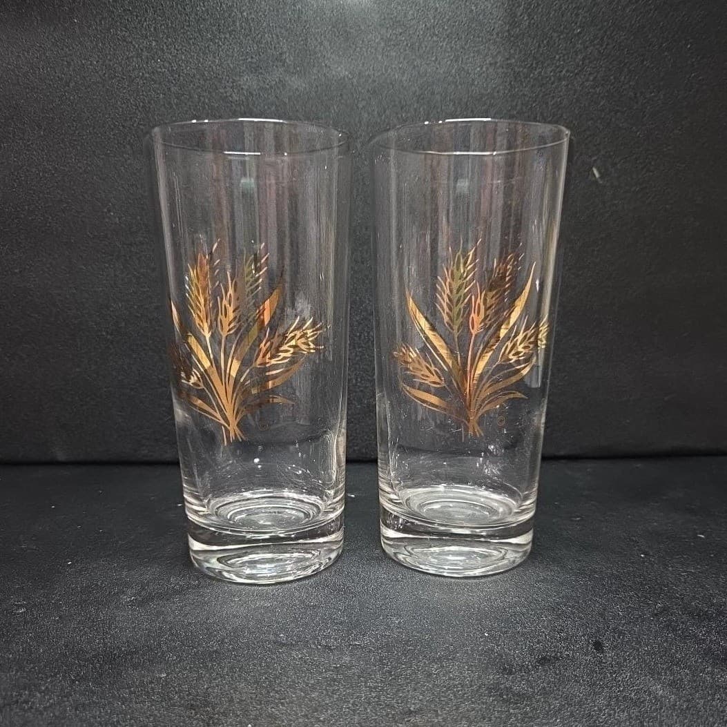 Golden Wheat Highball Tumblers, Set of 2, Mid-Century Modern Glasses, Drinkware - Thumbnail 2