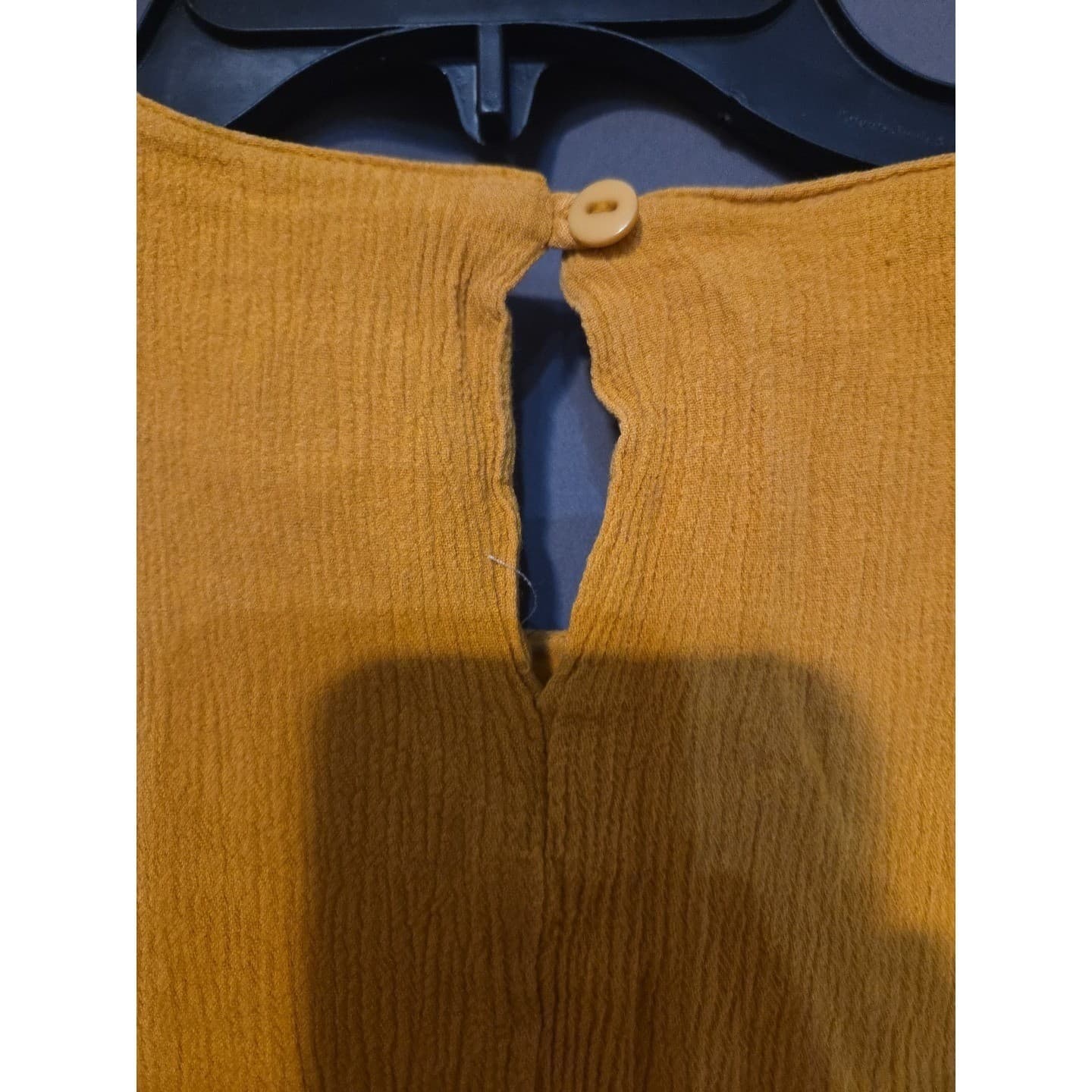 Norton McNaughton Mustard Yellow Crinkle Crepe Keyhole Blouse, Women's Size 6 - Thumbnail 6