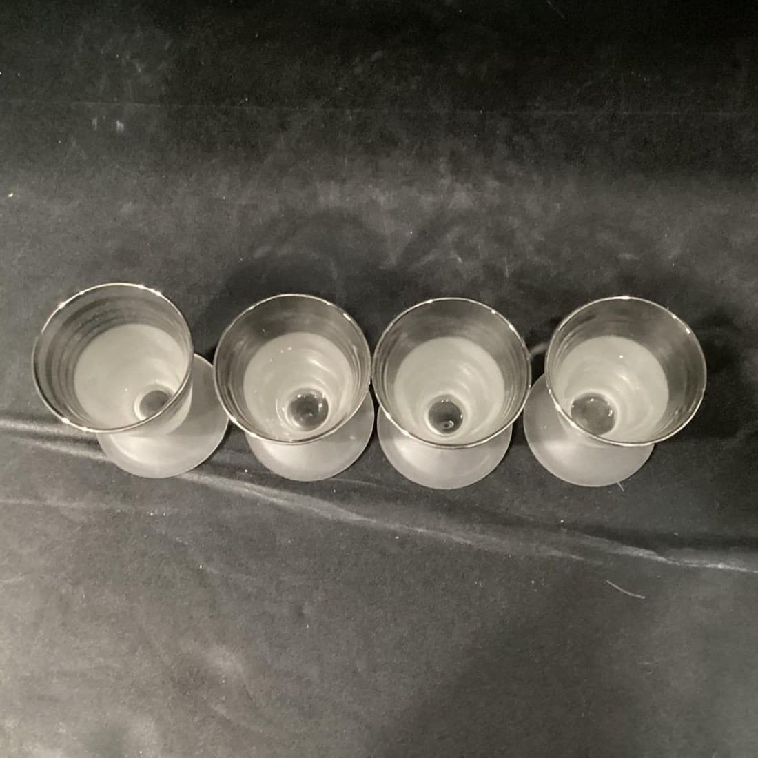 Platinum Banded Frosted Cocktail Glasses, Set of 4, Mid-Century Modern Cups - Thumbnail 10