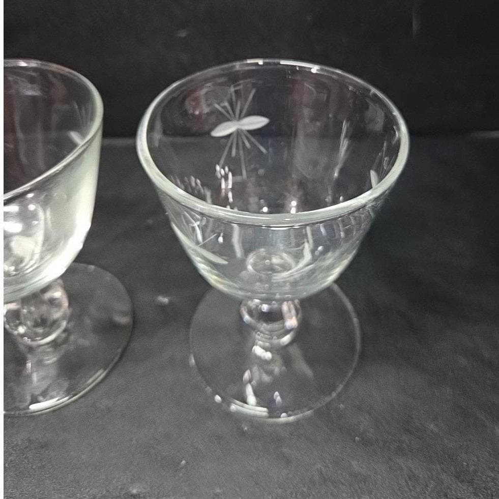 Libbey Rock Sharpe Starglow Cocktail Goblets, Set Of 2, Etched Glassware, #8900 - Thumbnail 6