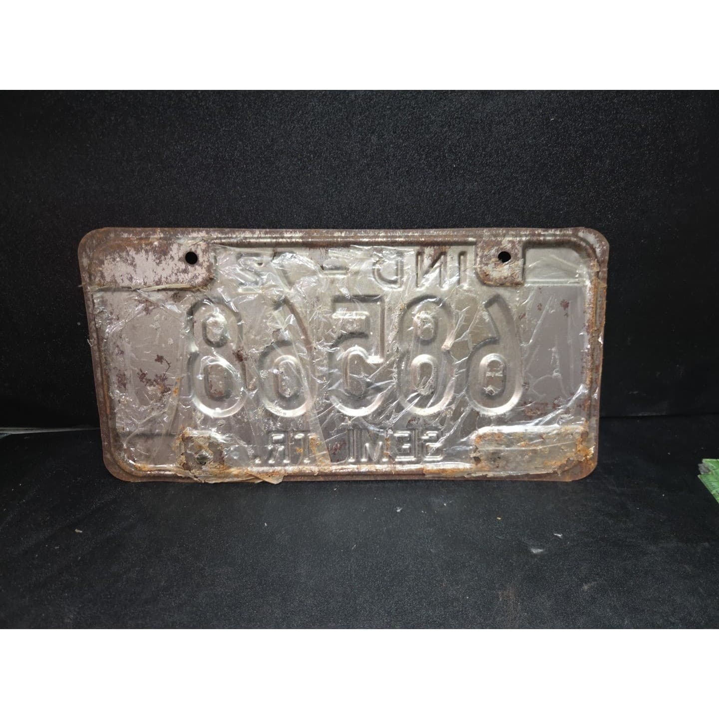Indiana Semi Trailer License Plate 68568, Vintage Green White IND 72 - Thumbnail 2