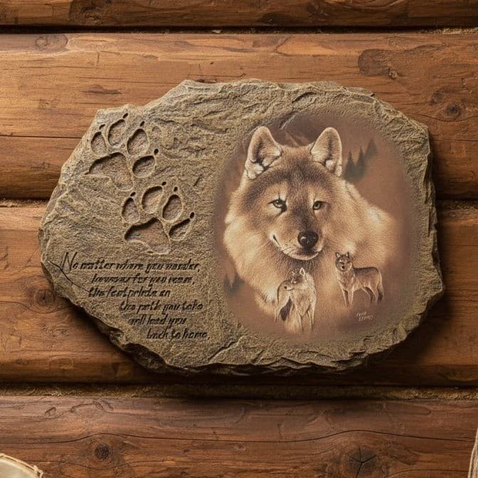 Bradford Exchange The Wilderness Path Wall Plaque, Trail Of The Wolf Collection