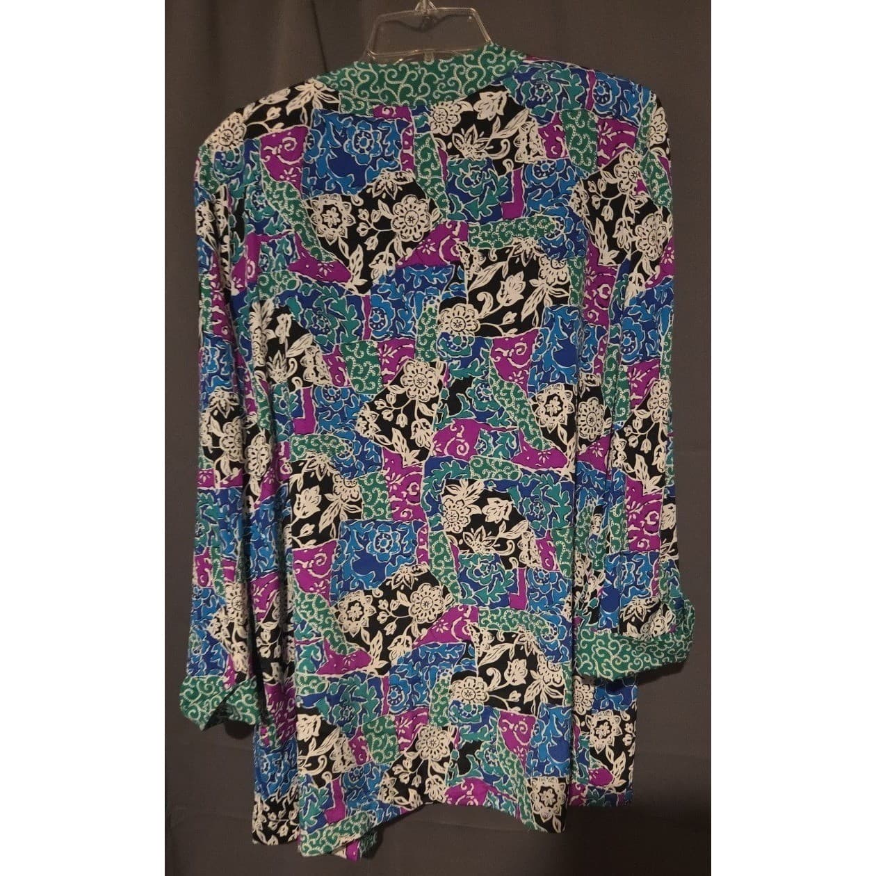 Ms Chaus Vintage Open Front Cardigan, Patchwork Floral Green Blue, Women's Sze 8 - Thumbnail 4