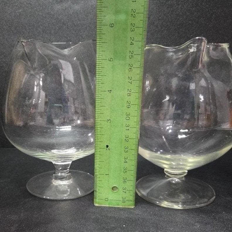 Cognac Large Clear Glasses, Set of 2, Pour Spout, Brandy Snifters, Barware - Thumbnail 2