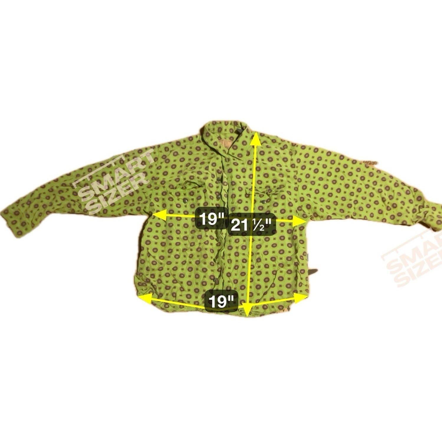 Lizwear Petite Green Medallion Print Button Down, Woman's Small Shirt, Boho Top - Thumbnail 2